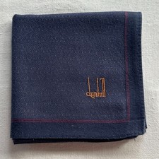 Dunhill Vintage Handkerchief Fabric Wove Plain Blue Classic Pocket Square 18"
