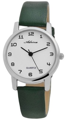 Adrina Damen Armbanduhr Anaolg Frauen Quarzuhr Kunstlederband Grün Girl Watch