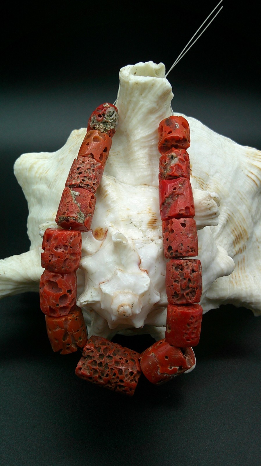Antique Red Coral Beads Natural Italian Tube Shape Coral Beads Genuine Coral