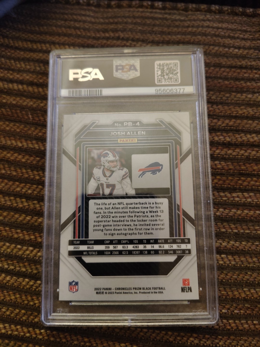 2022 Chronicles Josh Allen prism black PSA 9 view 3