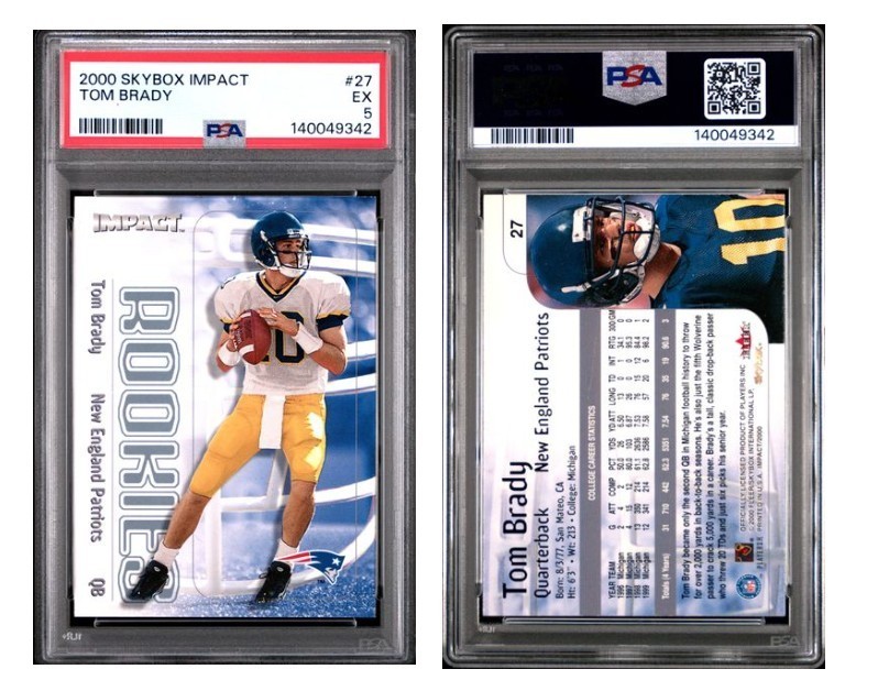 2000 Skybox Impact - Rookies Tom Brady #27 (RC) - PSA 5