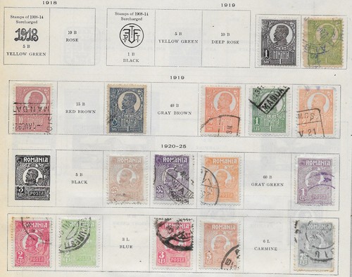 16 Rumänien Briefmarken aus hochwertigem altem antikem Album 1919-1925