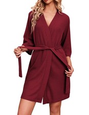Ekouaer Robes for Women Waffle Knit Bathrobe Soft Lightweight Knee Length Lou...