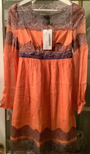 NEW VINTAGE DOLCE & GABBANA Orange Silk w/  Lace Dress  - 38
