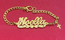 Baby Personalized name id Bracelet W cross /fits 1 to 2 years old 5 1/2 inch