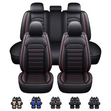Universal Fit Car Seat Covers Full Set Front Rear Accord Civic Camry Black Red