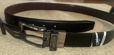 NIKE Men's Golf Belt 34 Black Brown Reversible Nike Logo Silver NEW NWT