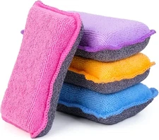 UPSTAR Kitchen Sponges Large Thick (Pack of 4), Orange, Blue, Pink, Purple 