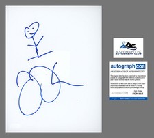 JAMES CORDEN AUTOGRAPH SIGNED 8.5x11 ORIGINAL ARTWORK STICK FIGURE ACOA