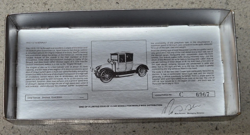 Corgi Collectors’ Classic 1910 Renault 12/16 - C862 - Image 3 of 4