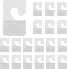 300Pcs Clear Plastic Self Adhesive Hang Tags J-Hook Hanging Folder... 