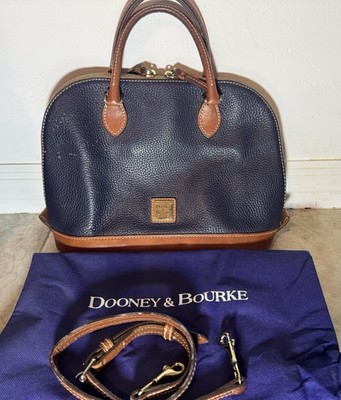 DOONEY & BOURKE Navy Blue Pebble Grain Zip Zip Satchel Leather Dome Purse