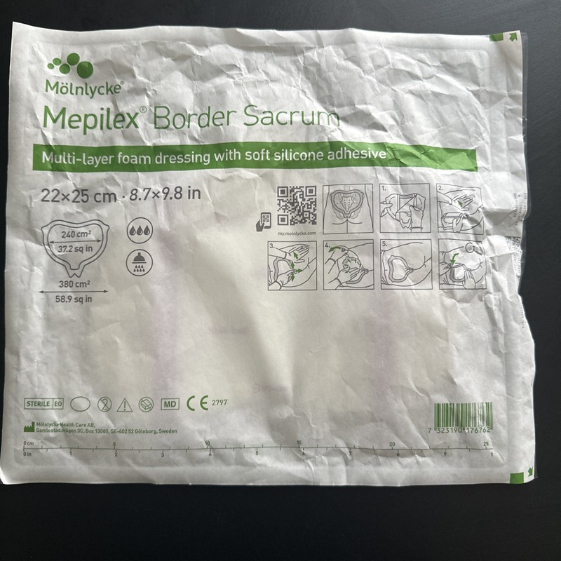 BRAND NEW Molnlycke Meplilex Border Sacrum 22x25 Cm 8.7x9.8 In