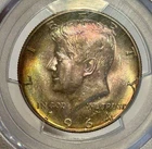 1964-D Kennedy Half PCGS MS65 Rainbow Toned Gem BU 90% Silver Coin