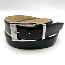 Marco Valentino Black Pebbled Genuine Leather Embossed Buckle Men's Belt 38-42