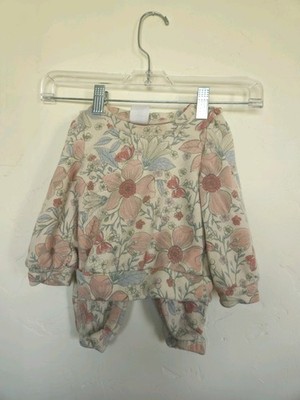 Baby Gap Floral Sweat Set Tan And Blush Size 12-18M