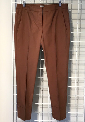 BRUNELLO CUCINELLI Italy Women s Slim Brown Ankle Pants Deep Cuffs Pockets US6