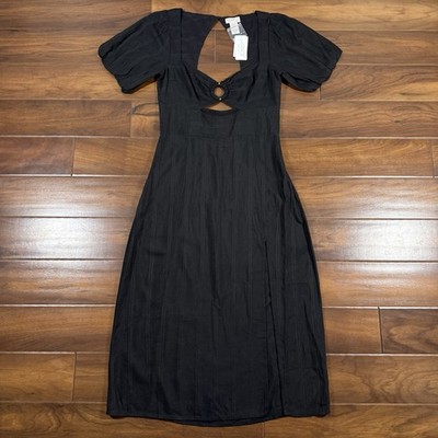 L*Space L Space Women's Size Large Black Cut Out Sienna Midi Dress