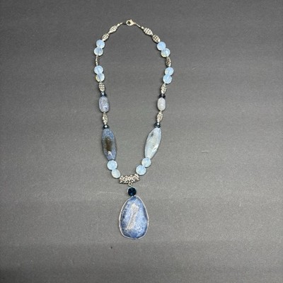Women Natural Aquamarine Crystal Stone Pendant Necklace Handcrafted Jewelry Gift