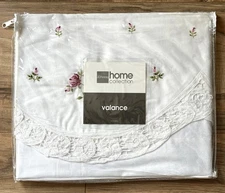 JC Penney Vintage Cottage Rose Window Valance Shabby Chic Floral Battenberg Lace