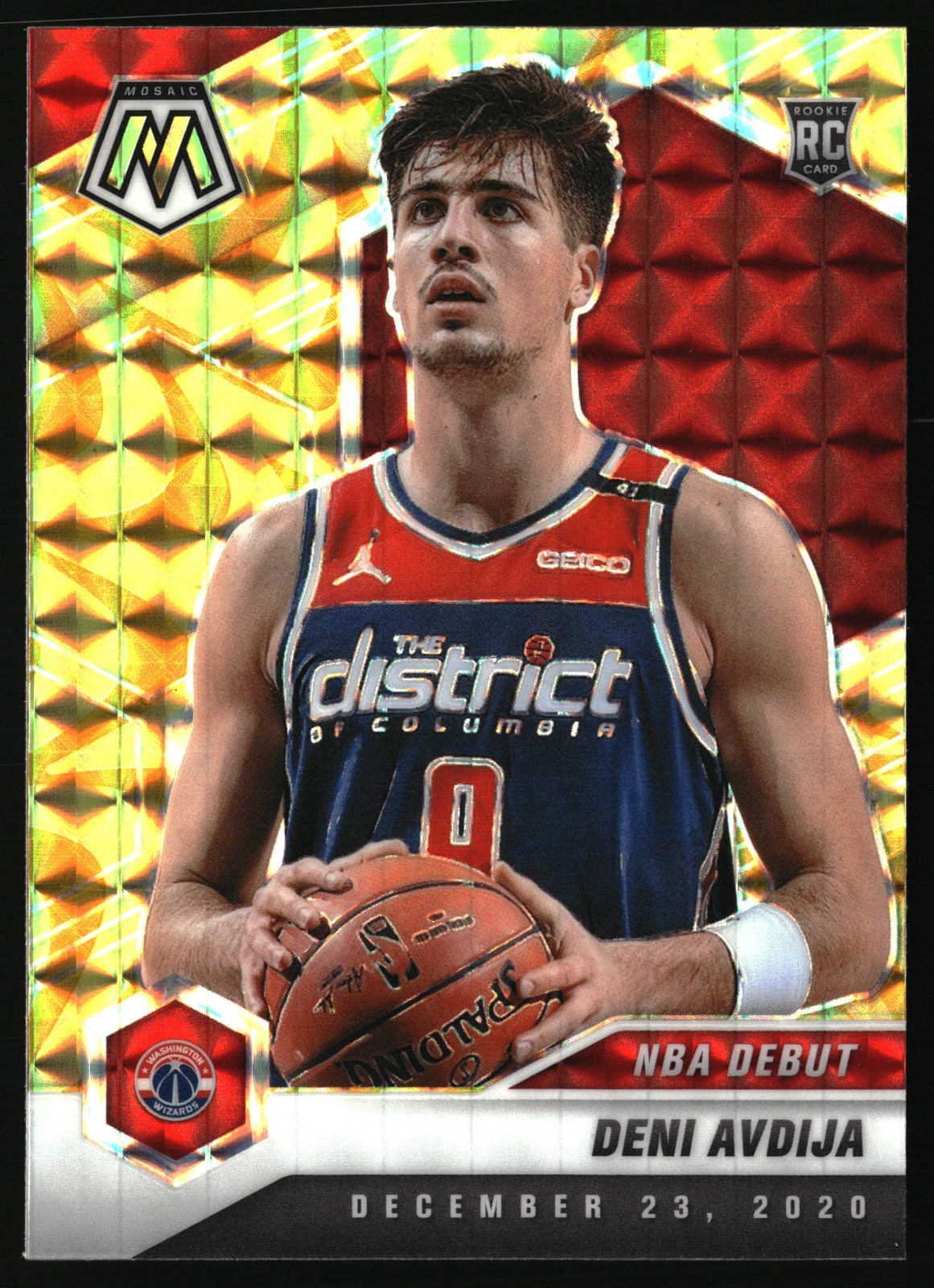 2020-21 Panini Mosaic Deni Avdija Rookie Yellow Reactive Prizm #272