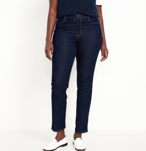 Jeans donna Old Navy blu scuro vita alta wow dritti alla caviglia taglia 16 nuovi - Foto 2 di 10