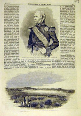 Original alter antiker Druck 1859 Portrait Randon Kriegsminister Woolmer Waldlager