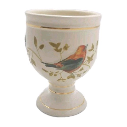 Vintage AVANTI LINENS Bird Tumbler Gold Gilded Bathroom Decor