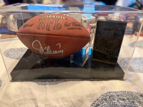 John Elway Autographed Game Ball w/COA & Display Case
