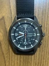 Seiko 7T92-0JS0 Chronograph Date Stainless Steel Quartz Mens Watch Auth Works