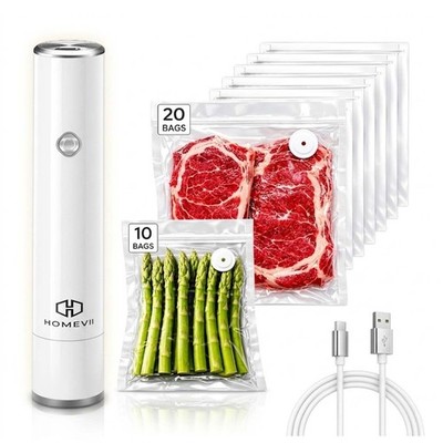 Compact Vacuum Sealer For Food (Vacuum Sealer Machine + 30 Reusable Vacuum Ba...