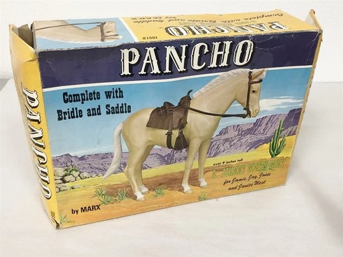 1960s MARX JOHNNY WEST PANCHO HORSE WITH ACCESSORIES IN BOX