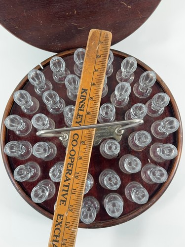 Antique RARE 1895 LePage Catholic Church Communion Cup Glass Set OAK box - Picture 11 of 19