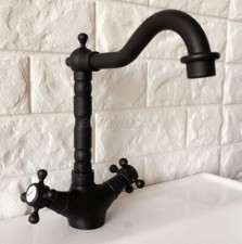 Oil Rubbed Bronze Kitchen Bathroom Sink Faucet Cross Handle Swivel Mixer Tap