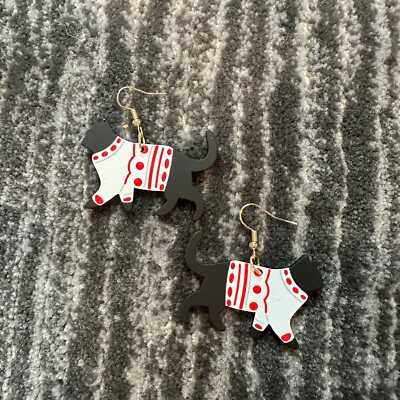 Black Cat Earrings Dangle Ugly Sweater Kitten Cute Jewelry Cat Lady Gift New