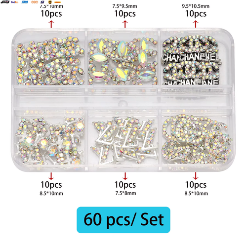 30/60Pcs/Set 3D Luxury Metal Nail Art Decorations Alloy Shiny Rhinestones Pearl