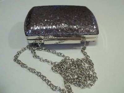 Women's Glint Pink Glitter Bling Purse Bag Clutch Chain