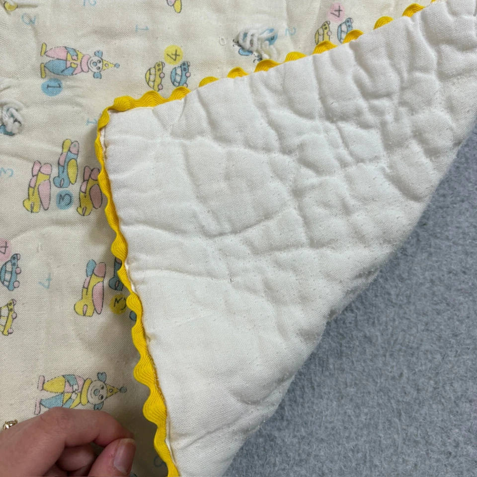 Manta colcha vintage para cuna bebé payaso coches avión guardería costura a mano años 60 retro Foto 4 de 4