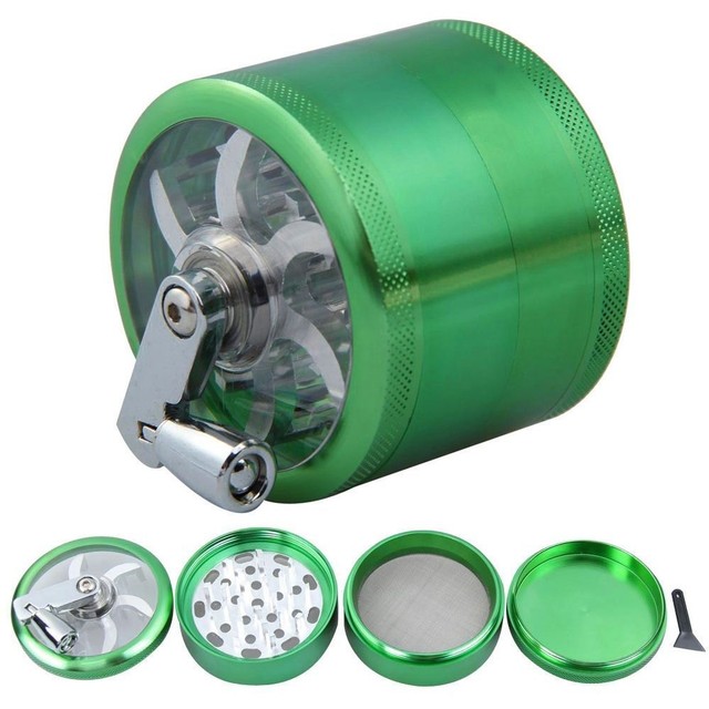 60 Mm 4 Layer Zinc Alloy Hand Crank Herb Mill Crusher Tobacco Smoke