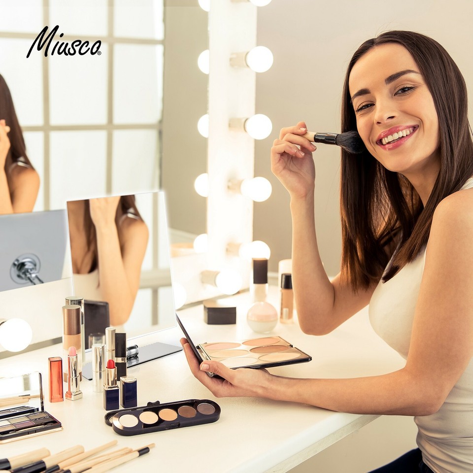 Miusco 10" Large Tabletop Vanity Makeup Mirror with Stand, Non