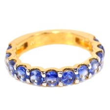 925 STERLING SILVER NATURAL BLUE KYANITE ROUND CUT GEMSTONE RING SIZE 7.75