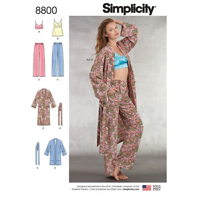 SIMPLICITY 8800 MISSES' ROBES HOSE TOP BH TOP Muster Gr. XS-XL Skill: AVE