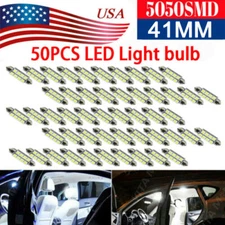 50pcs Festoon 6000K Bright White 41mm 5050 8SMD 8-LED Light Bulbs Interior Dome