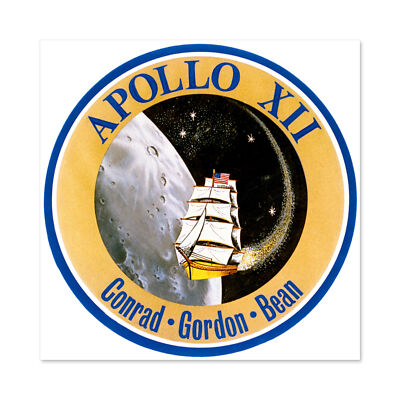 Weltraum NASA Apollo 12 Mission Emblem Abzeichen Patch Wandbild Leinwanddruck 24 x 24 Zoll