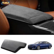 For Cadillac CT5 2020-2023 Gray Alcantara Central Console Storage Box Cover Trim
