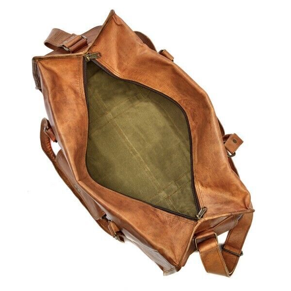 Sac De Voyage (duffle Bag) En Cuir Marron Foncé Ciré Pour Hommes - Style Vintage, Bretelles Réglables, Expansible