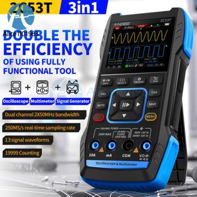 NEW UPGRATED FNIRSI 2C53T Oscilloscope Multimeter Signal Generator 3in1 function