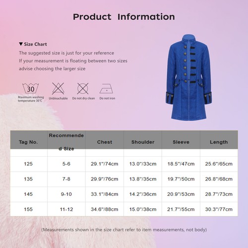 Kids Boys Jackets Dance Coat Vintage Tops Performance Cosplay Medieval Costume - Picture 54 of 72