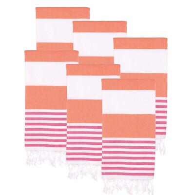Turkish Beach Towel Set of 6 (38'' x 71'')   Oversized, Quick-Dry, Sand-Free ,Soft
