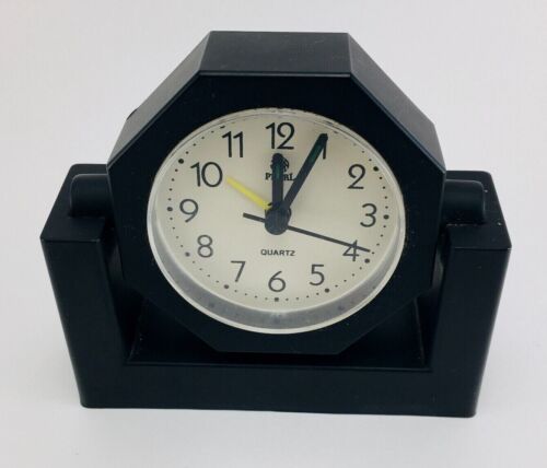 Black Pearl Desk Clock. Works well. Very Good Condition. New AA Battery. - Picture 1 of 5